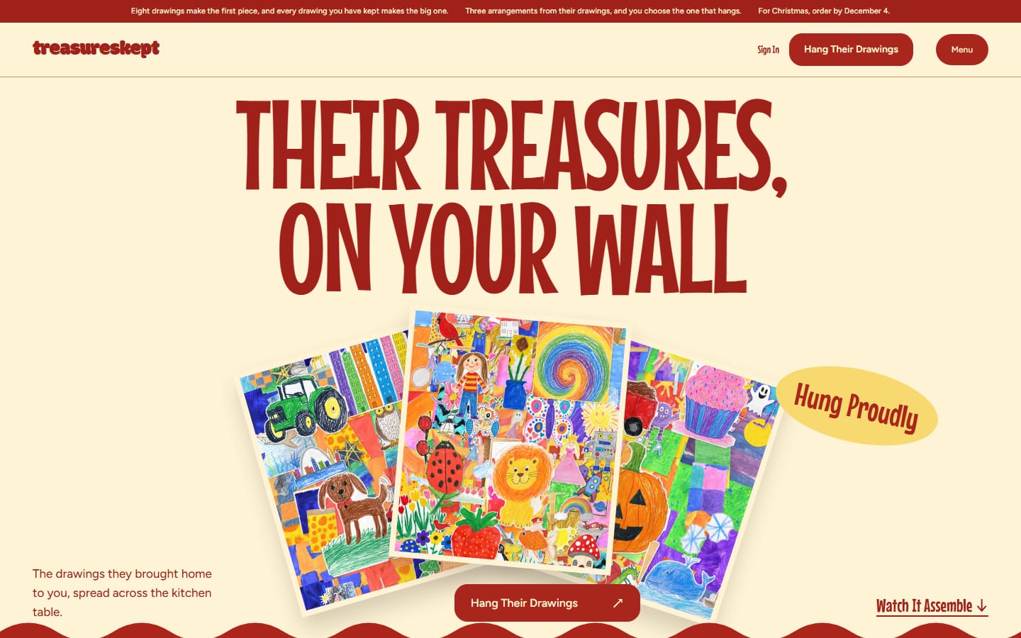 The first screen of treasureskept